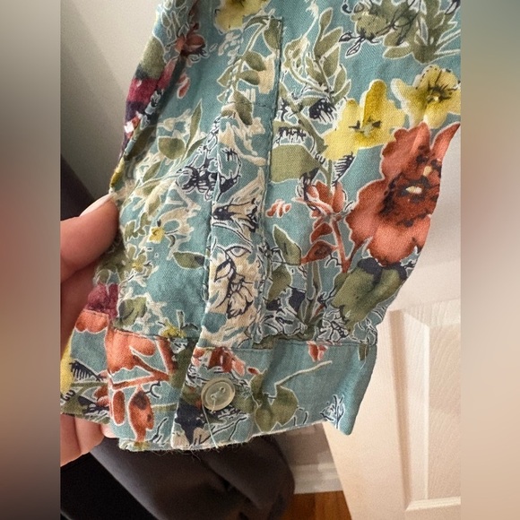 Umgee fall floral cottage long sleeve pullover hidden button blouse large - Picture 4 of 9